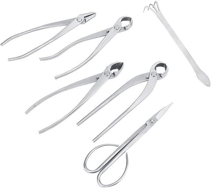 Bonsai Tools Set, 6pcs Stainless Steel Bonsai Garden Plant Tree Scissors Trimming Cutting Tool Set with Storage Bag, Garden Plant Tools