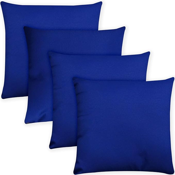 Covers & All Premium Square Throw Pillow Inserts with Covers Set of 4, 16 x 16 Inches Blue, Decorative Cushions for Couch Sofa Home Decor Office Travel UV Resistant Waterproof Soft Cushions Pillows