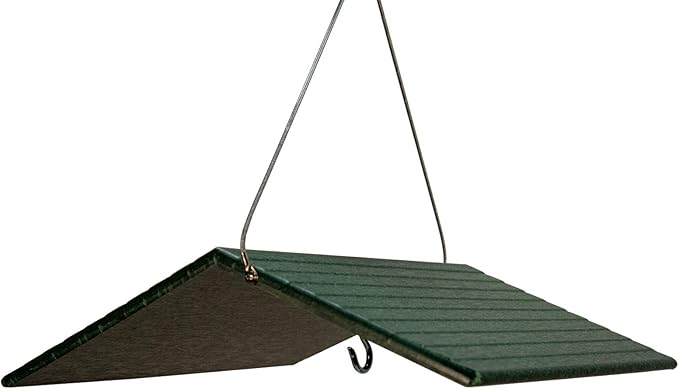 JCs Wildlife Poly Weather Cover - Rain Guard - Hang Bird Feeder or House Underneath for Protection from Rain or Snow - Easy to Clean and Use (Large, Green)