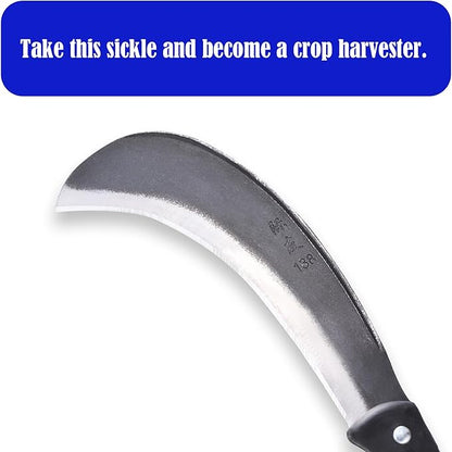 1pce 420mm/16.54in Manganese Steel Billhook Brush Clearing Sickle for Grass,Weeding Tools for Garden,Curved Sawtooth Sickle,Machete Axe for Cutting Trees,Steel Blade Knife in Hand