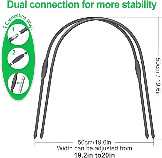 FOTMISHU 8pcs Garden Hoops for Raised Beds, 19.6"x 19.6" Greenhouse Hoops for Cover Garden Netting, Rust-Free Garden Tunnel, Reuseable Gardening Supplies for Plants (8pcs S-19.6"x 19.6")