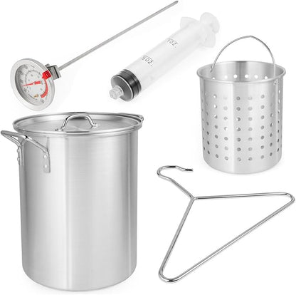 Barton 30Qt Turkey Deep Fryer Deluxe Aluminum 37,000 BTU Outdoor Boiler Roaster Clam Bake Crawfish Pot Boiling Lid Seafood Cajun Gas Stove Burner Stand Injector