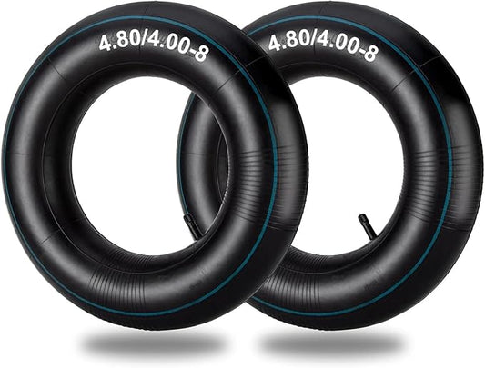 4.80/4.00-8" Inner Tubes, 2 Pack Heavy Duty 4.80 4.00-8/480/400-8 Replacement Tire Inner Tube with Straight Valve Stem for Wheelbarrows, Lawn Mowers, Hand Trucks, Trailers, Tractor, 8" Carts