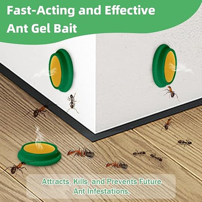 48 Pack Ant Killer Gel Bait, Long Lasting Indoor & Outdoor Ants Bait for Effective Ant Control, Safe & Easy to Use Pest Control for All Common Household Ants, Mess-Free Gel Stations