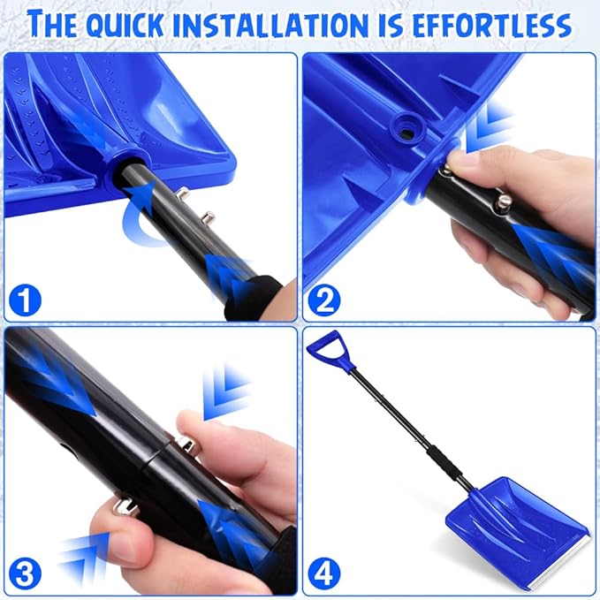 Snow Square Shovel, Shovels for Digging with D-Handle, Overall 41-Inch Long Garden Shovel for Car, Garden Tools, Blue
