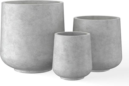 Kante 15.3"+11.6"+8.2" Dia Round Concrete Planter, Large Outdoor Indoor Planter Pots Containers with Drainage Holes and Rubber Plug for Home Garden Patio, Natural Concrete