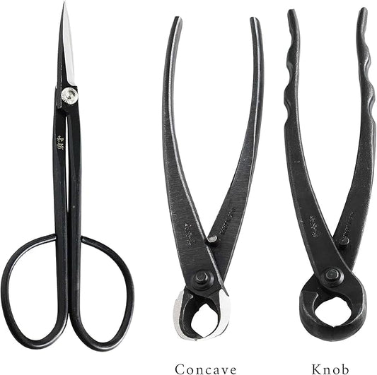 Wazakura Made in Japan 5PCS Bonsai Tool Kit with Roll Bag: Yasugi Steel Twig Bonsai Scissors, Concave Branch Cutter, Knob Cutter, Wire Cutter, Tweezers - 5 Tools Twig Schissor Set with Case…