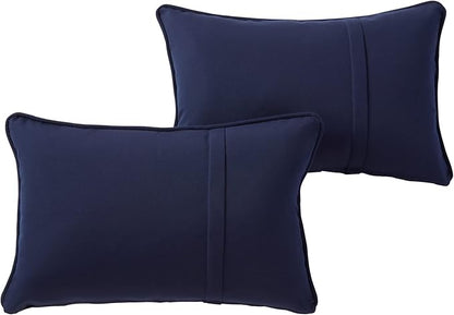 Greendale Home Fashions Sunbrella 21" x 14" Rectangle Outdoor Throw Pillow with Removable Cover (Set of 2), Canvas Navy 2 Count