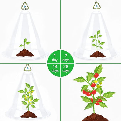 【10 Pieces】 Garden Cloches for Plants, Large Plant Covers Plant Protectors Transparent Bell Jar Cloches to Protect Plants from Birds, Slugs, Frost, Freeze Weather, 10.6" D x 9.5" H, Transparent
