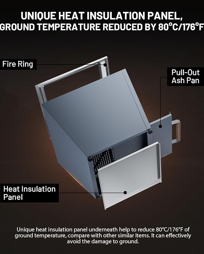 LEGACY HEATING Smokeless Fire Pit, Portable Outdoor Firepits 25 inch, Carry Handle for Backyard Patio Camping Bonfire, Stainless Steel, Ideal for 6-12 People, 46.74 lbs, Blue, Cyberpit One Pro
