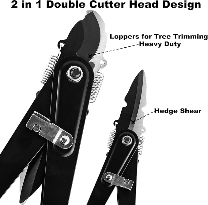 29" Steel Blade Garden Bypass Lopper and Tree Trimmer, Loppers for Tree Trimming Heavy Duty, 2 in 1 Double Cutter Head Design, Tree Branch Cutter up to 1.5" Diameter