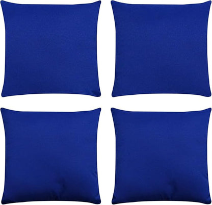 Covers & All Premium Square Throw Pillow Inserts with Covers Set of 4, 14 x 14 Inches Blue, Decorative Cushions for Couch Sofa Home Decor Office Travel UV Resistant Waterproof Soft Cushions Pillows