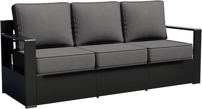 Outdoor Patio Furniture Aluminum Patio Sofa, All-Weather Metal Outdoor Couch with 6 Inch Thick Cushions for Garden, Outside and Porch (Grey, 1 PCS/Sofa)