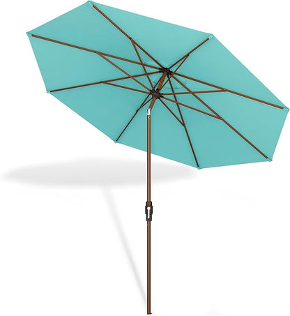 Midtown Umbrellas Sunbrella Outdoor Patio Umbrella, 9 Feet, Sunbrella Aruba Acrylic Fabric, Auto-Tilt Aluminum Frame, Wooden Pole