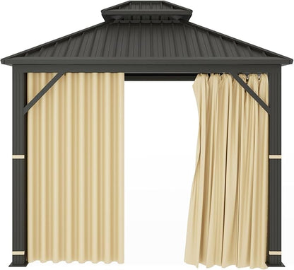 Gazebo Universal Replacement Privacy Curtain – Hugline Gazebo Side Wall Outdoor Privacy Panel with Zipper (Beige, 10x12)