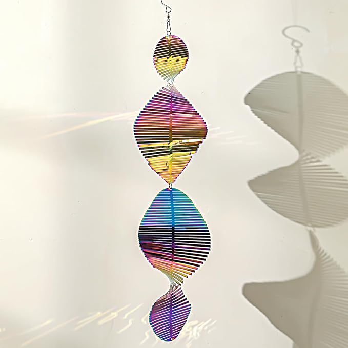 Wind Spinners Outdoor, 3D Helix Whirl, Gradient Multicolor, 24 inches Stainless Steel Metal, Hanging Wind Spinners, Garden, Yard Décor, Outside, Gifts for Women Mom Wife