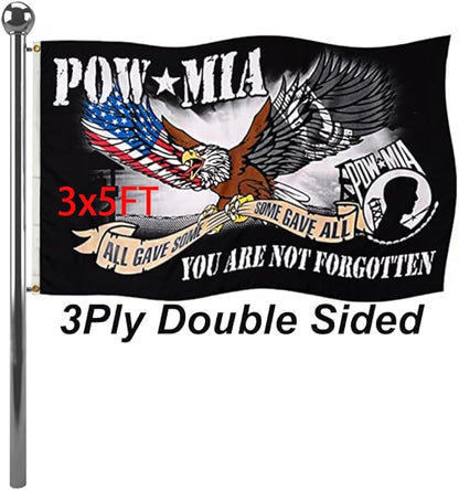 Jayus Eagle Pow Mia Flag Double Sided 3x5 Outdoor-Vivid Colors polyester 220D 3Ply Pow Flags Banner- You Are Not Forgotten Prisoner of War Mia Flag with 2 Grommets