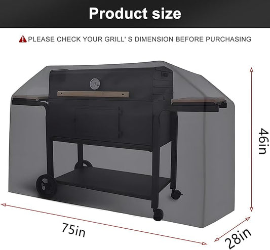 LBTING Grill Cover, 75-inch Heavy Duty 300D Oxford Waterproof Windproof UV Resistant BBQ Gas Grill Cover for Outdoor Barbecue Fit Most Brands Weber, Brinkmann, Char Broil, Holland