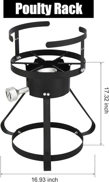 Turkey Fryer Pot with Basket and Burner, 54000-Btu Propane Fryers, include 30qt Deep Pot & 10qt Fish Fryer, Aluminum & Iron, Rapid Heating, Complete Outdoor Cooking Kit for Boiling and Frying, Silver