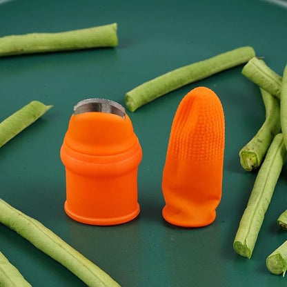 Orange Silicone Thumb Cutter Set, Separator Finger Plant Fruit Picking Tool,Fruit and Vegetable Picking Potted Plants Trim Silicone Thumb Tool for Strawberry Vegetables Garden Plants Gardening Aprons