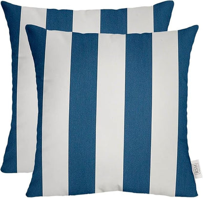 RSH DECOR: Sunbrella Square Throw Pillows Set of 2 | 20" x 20" | Water and Fade-Resistant Performance Fabric | Outdoor Pillow Covers with Down-Alternative Inserts | Cabana Regatta