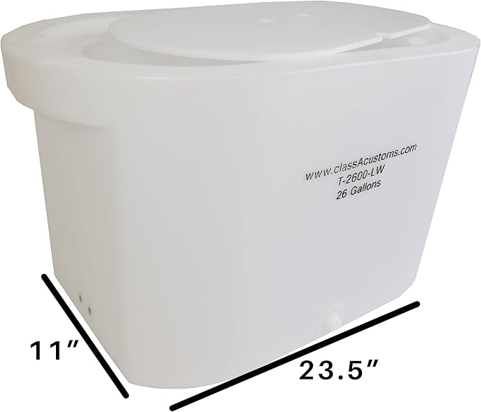 classAcustoms Marine T-2600-LW 26 Gallon Livewell/Baitwell for Live Fishing Bait, and Keeping Caught Fish Alive. Use on Fishing Boat, Pontoon Boat, Piers, and Fishing Docks, and for Shore Fishing.