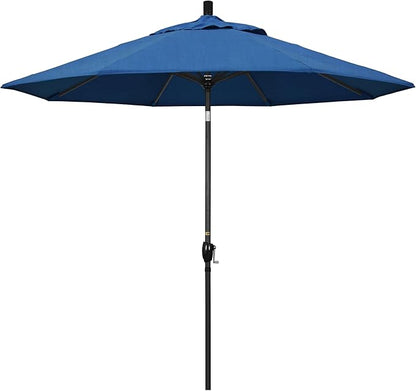 California Umbrella 9' Rd Pacific Trail Series Aluminum Patio Umbrella, Crank Lift, Push Button Tilt, Black Finish, Sunbrella Regatta Fabric