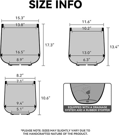 Kante 15.3" Dia Round Concrete Planter, Outdoor Indoor Large Plant Pots Containers with Drainage Hole and Rubber Plug for Home Garden Patio, Buff Concrete