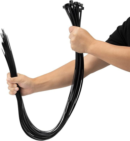 XINGO 40 inch Black Zip Ties Heavy Duty 25 PCS, 200 LBS Ultra Strong Plastic Wire Ties, Large Cable Ties Extra Long Tie Wraps, Indoor and Outdoor UV Resistant