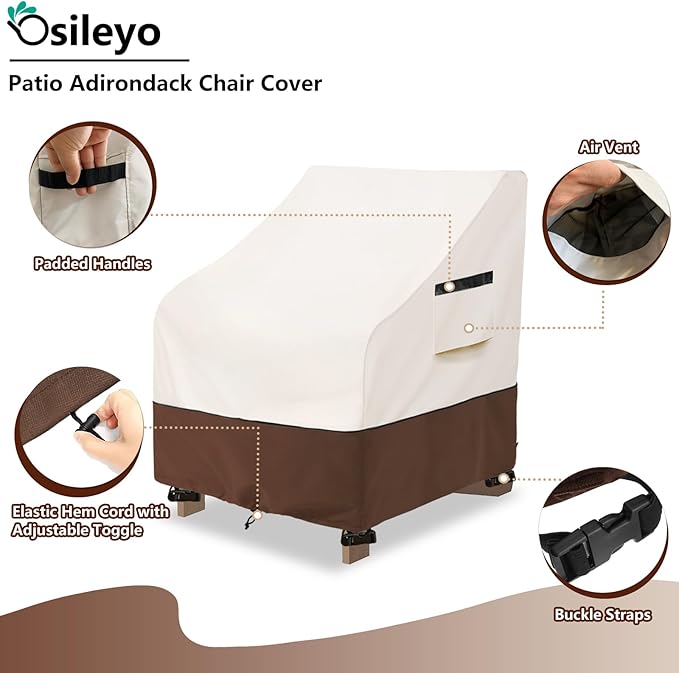 Patio Chair Covers 2 Pack,Waterproof Heavy Duty Patio Furniture Covers for Outdoor Chair(40 W x 40 D x 36 H inches) Beige & Brown