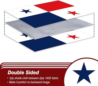 Panama Panamanian Flag 3x5 ft Outdoor, Double Sided 3 Ply Heavy Duty Panama National Country Flag, 100% Quality Polyester Panamanian Banner with Brass Grommets 4 Rows Stitches