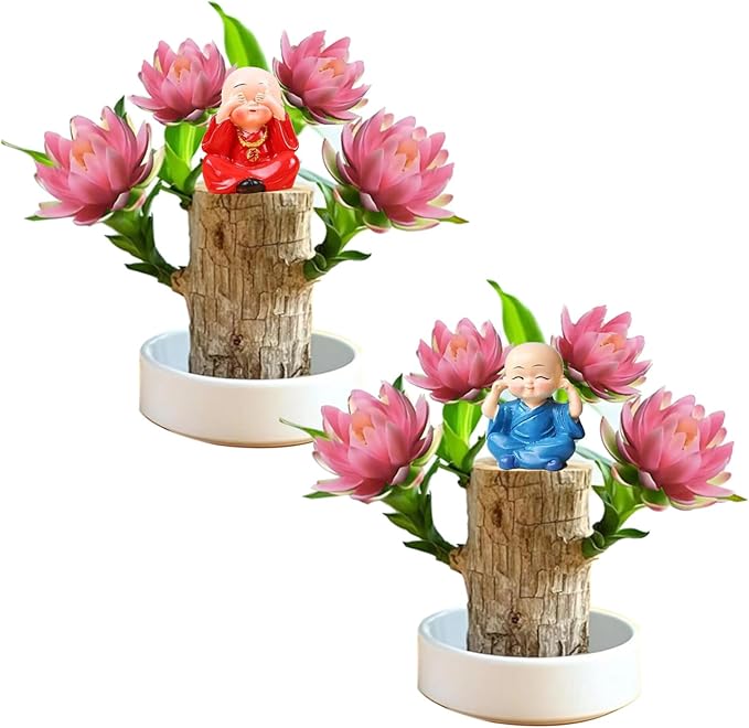 Brazilian Lucky Wood Kit with Monk, Grow Your Own Luck,Easy to Maintain Mini Brazil Woods for Indoor/Outdoor, Bedroom, Kitchen, Office Desk, Garden and Other Decorations (5A)