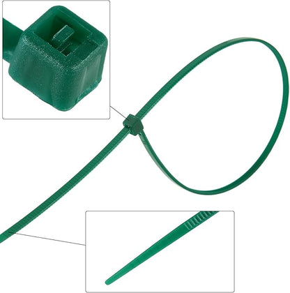 10 inch 3mm Dark Green Nylon Garden Cable Zip Ties Self Locking Cable Ties Twist Ties, Multi-Purpose Cable Tie(100 Pcs)