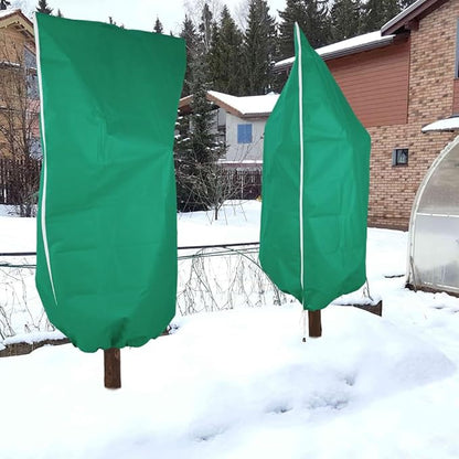 2 Pack Winter Plant Covers Freeze Protection - 23.6"×31.5" Winter Frost Protection Bags for Outdoor Plants with Drawstring, Reusable Anti-Freeze Cloth for Garden & Potted Plants