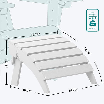 SERWALL Folding Adirondack Ottoman, White