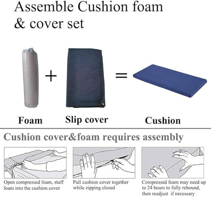 36 x 14 Inch Piano Bench Cushions for Indoor Furniture with Ties Non Slip Kitchen Dining Room Bench seat Cushion for Shoe Storage Ottoman Window Settee Pad，Navy Blue