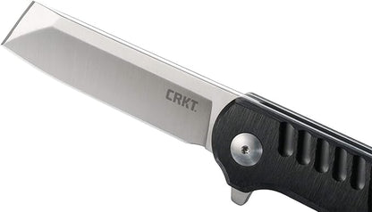 CRKT Razel GT Assisted Folding Pocket Knife: Everyday Carry, Stainless Steel Cleaver Blade with Satin Finish, Liner Lock, Black Aluminum Handle, Lanyard Hole 4031 Multi One Size