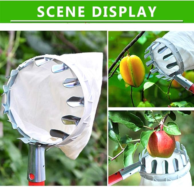 Fruit Picker Head Basket, Fruit Picking Tool with Basket, Orange Picker Pole Tool, Fruits Catcher Bag for Harvest Picking Citrus Pear Lemon Mango Tree Picker (16cm)