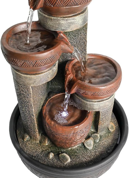 15.7''H Relaxation Desktop Waterfall Fountain Decor Portable Tabletop Waterfall Fountains,Indoor Waterfall Feature with LED Light for Home Office Bedroom