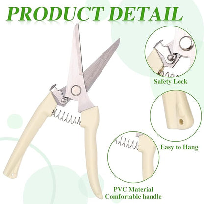 12 Pcs Garden Shears Flower Scissors Pruning Shears Floral Garden Clippers Hand Pruners Branch Cutter Gardening Tools for Plants Cutting, Trimming, Fruits Picking(Bypass, Straight)