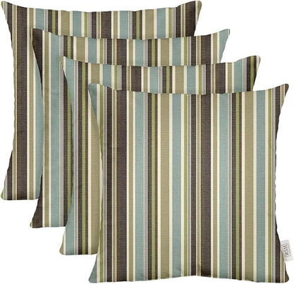 RSH DECOR: Sunbrella Square Throw Pillows Set of 4 | 24" x 24" | Water and Fade-Resistant Performance Fabric | Outdoor Pillow Covers with Down-Alternative Inserts | Brannon Whisper