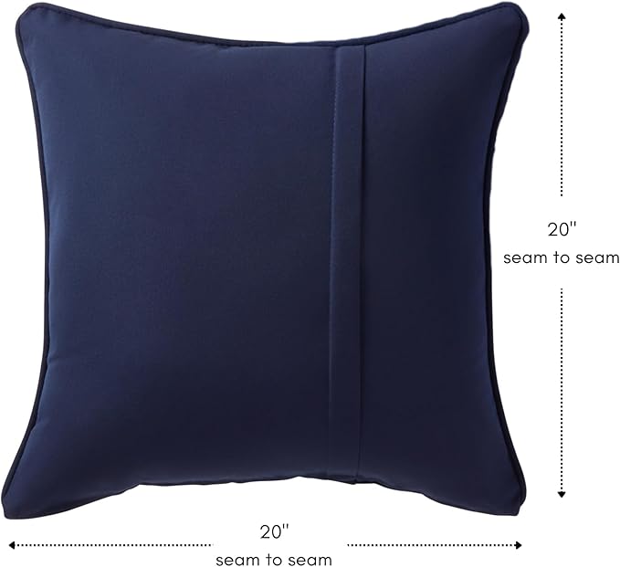 Greendale Home Fashions Sunbrella 20" Square Outdoor Throw Pillow with Removable Cover (Set of 2), Canvas Navy