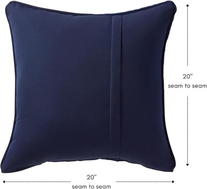 Greendale Home Fashions Sunbrella 20" Square Outdoor Throw Pillow with Removable Cover (Set of 2), Canvas Navy