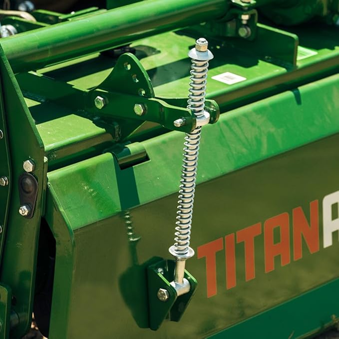 Titan Attachments 3 Point 60" Rotary Tiller Attachment, Fits Cat 1 Tractors, Green Finish, PTO Driven Cultivator with a 540 RPM Gearbox, Replaceable Tines, Aerates Ground Soil