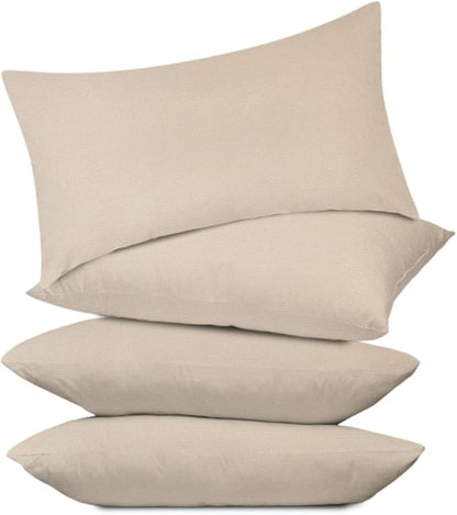 Covers & All Rectangle Throw Pillow Covers with Inserts, Decorative Covers with Cushions, Waterproof UV Resistant Soft, Home Decor Office Travel Couch Sofa Universal uses (16"x24", Pack of 4, Beige)