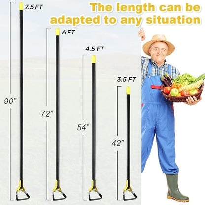 Ihomepark Adjustable Heavy-Duty Garden Hula Hoes, Long Handle Scuffle Hula Hoe for Efficient Weeding and Gardening, 30-72 Inch Loop Stirrup Design (6 FT)