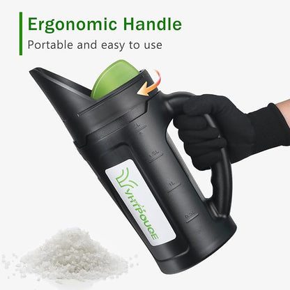 Hand held Spreader, Seed Spreader for Ice Melt, Grass Seed, Fertilizer Lawn and Garden. Multiple Adjustable Opening Sizes for Salt,Ice Melt, Up to 80 Oz