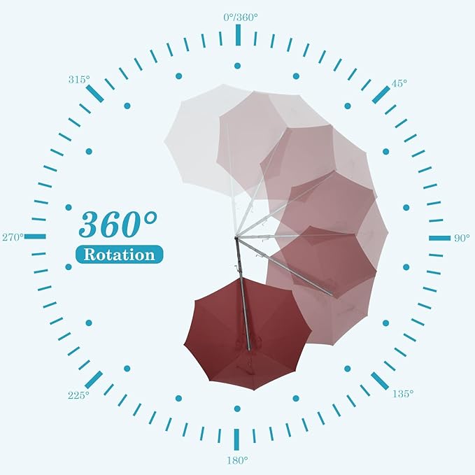 HOTIME10ft Large Cantilever Patio Umbrellas - Upgrade and Intensify - with 360 Rotation and 5 Angles Adjustment - Aluminum Offset Pool Umbrella Square Outdoor Umbrella for Patio Garden Deck Pool