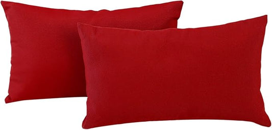 idee-home Outdoor Pillows with Inserts Included, Patio Outside Lumbar Pillows Waterproof Set of 2, 12 x 20 inch Red