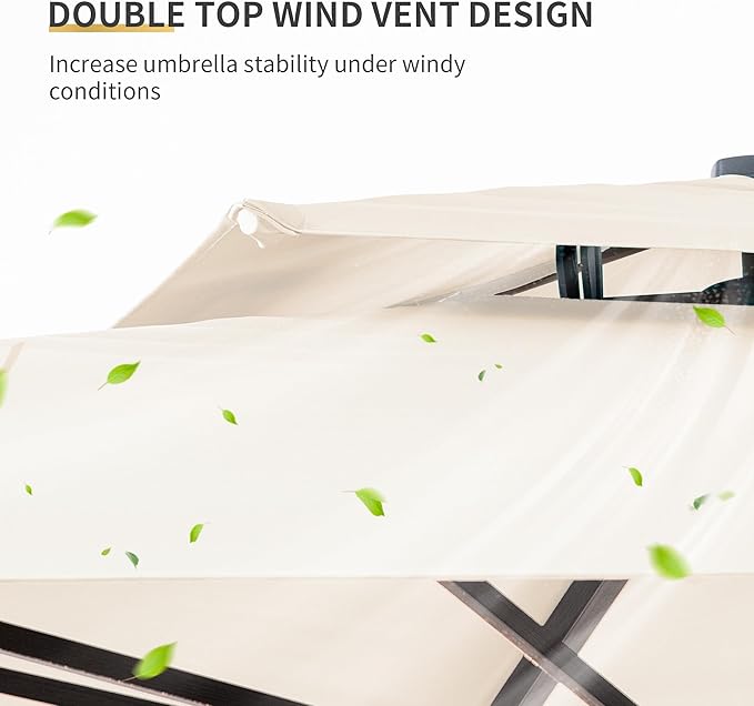 JZAC & QZYD 10 X 13 FT Cantilever Patio Umbrella Outdoor Rectangle Offset Large Double Top Heavy Duty Umbrellas with 360° Rotation for Pool Deck Backyard Garden, Beige